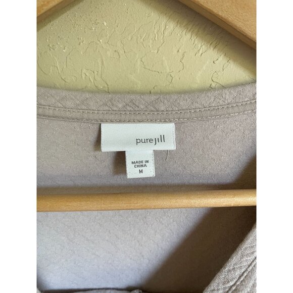 J. Jill Pure Jill Size Medium Waffle Knit Jersey Knit Tunic Top Pocket Tan Beige - Picture 3 of 6